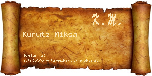 Kurutz Miksa névjegykártya